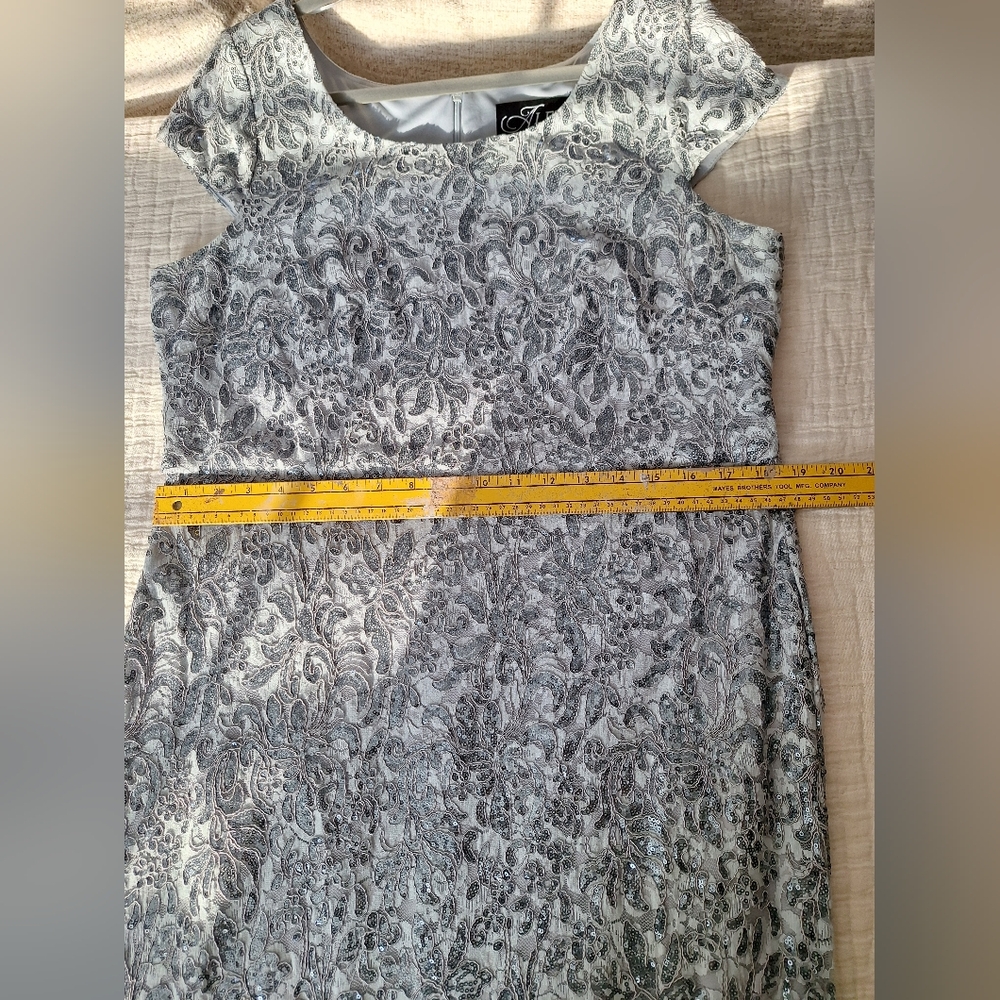 Alex Evenings Silver Patterned Maxi Dress - Picture 6 of 12